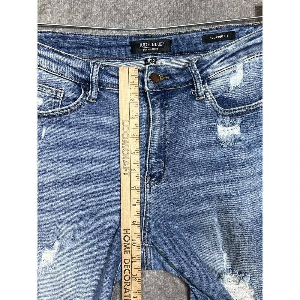 Judy Blue Relaxed Fit Jeans Juniors Size 9/29 Blue Distressed Mid Rise Stretch